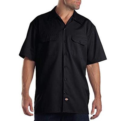 Dickies Men's Big and Tall Short Sleeve Work Shirt, Black, Large