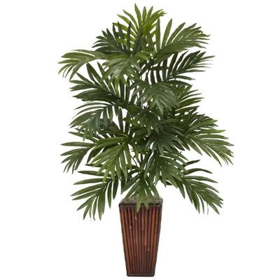 Nearly Natural 6675 Areca Palm with Bamboo Vase Decorative Silk Plant, Green