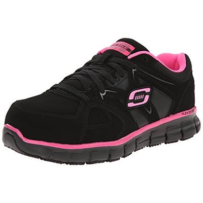 Skechers for Work Women's Synergy Sandlot Lace-Up, Black/Pink, 9 XW US
