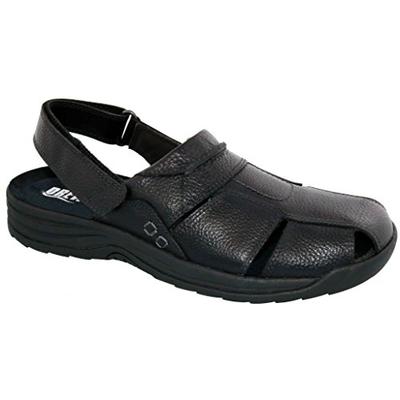 Drew Shoe Barcelona - Men's Therapeutic Diabetic Extra Depth Sandal: Black/Pebbled 9 X-Wide (4E) Vel