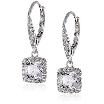 Anne Klein "Flawless" Silver-Tone and Cubic Zirconia Leverback Drop Earrings