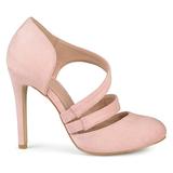Brinley Co. Womens Round Toe Faux Suede Crossover Strap High Heels Pink, 12 Regular US screenshot. Shoes directory of Clothing & Accessories.