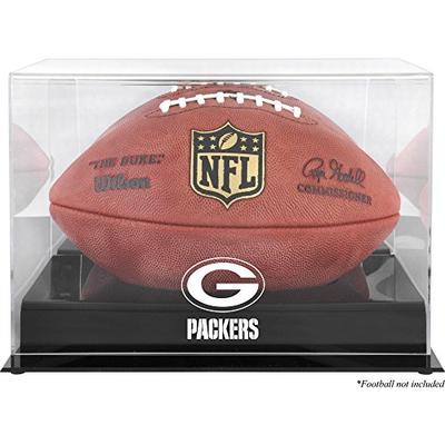 Green Bay Packers Team Logo Football Display Case | Details: Black Base, Mirror Back