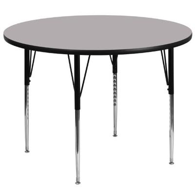 Flash Furniture 60'' Round Grey Thermal Laminate Activity Table - Standard Height Adjustable Legs