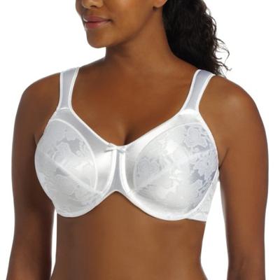 Bali Women's Satin Tracings Minimizer Underwire Bra, White, 34C