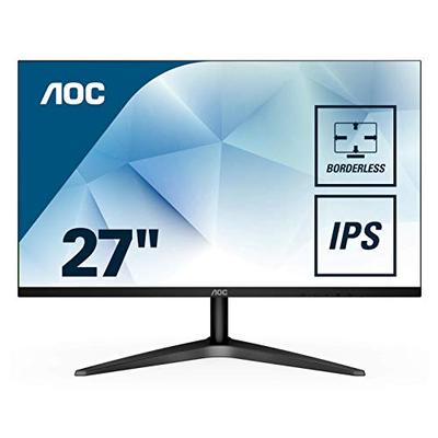 AOC 27B1H 27" Full HD 1920x1080 Monitor, 3-Sided Frameless, IPS Panel, HDMI/VGA, Flicker-Free