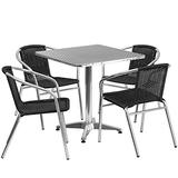 Flash Furniture 27.5'' Square Aluminum Indoor-Outdoor Table Set with 4 Black Rattan Chairs screenshot. Patio Furniture directory of Outdoor Furniture.