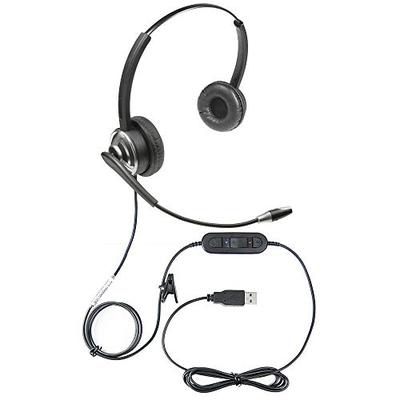 ECS WordCommander USB Dual Speaker Voice Recognition Dictation Headset with Noise Cancellation Micro