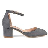 Brinley Co. Womens Edsey Faux Suede Ankle Strap Scalloped Pumps Grey, 8.5 Regular US screenshot. Shoes directory of Clothing & Accessories.