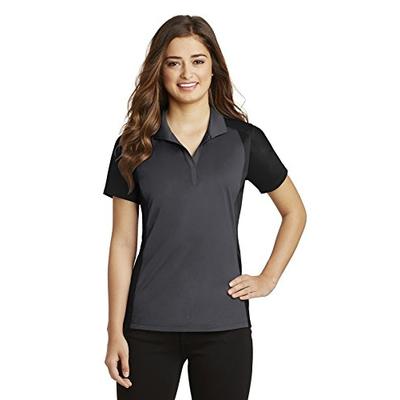 Sport-Tek Women's Colorblock Micropique Sport-Wick Polo LST652 Iron Grey/Black XL