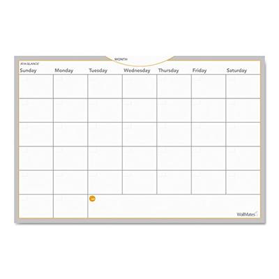 AT-A-GLANCE AW602028 WallMates Self-Adhesive Dry Erase Monthly Planning Surface, 36 x 24