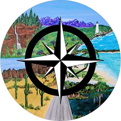 Tire Cover Central Road Leads Compass Rose, Desert, Waterfall, Beach, Swamp Spare Tire Cover 205/75R