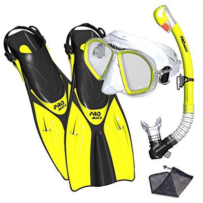 Promate Spectrum Snorkeling Fins Mask Snorkel Set, Yellow, SM
