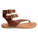 Brinley Co. Womens Keelan Faux Leather Buckle Double Wrap Thong Sandals Brown screenshot. Shoes directory of Clothing & Accessories.