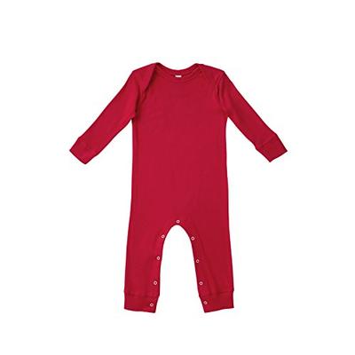 Rabbit Skins Infant 100% Cotton Lap Shoulder Long Sleeve Long Leg Coverall (Red, 12 Months)