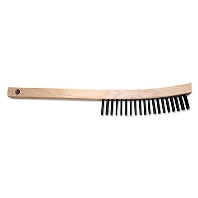 Curved Handle Scratch Brush 3X19 Rows Ss Wire