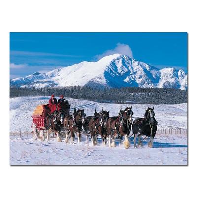 Clydesdales in Snow Covered Mountains by Budweiser, 24x32-Inch Canvas Wall Art