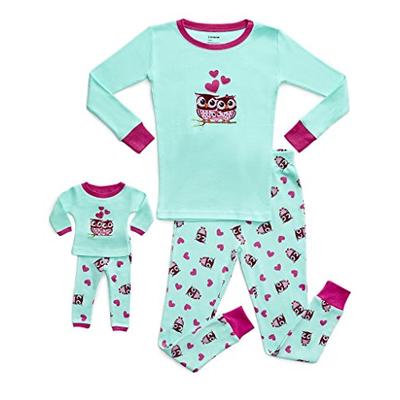 Leveret Kids & Toddler Pajamas Matching Doll & Girls Pajamas 100% Cotton Pjs Set (Owl,5 Toddler)