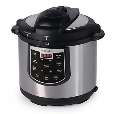 Presto 02141 6-Quart Electric Pressure Cooker, Stainless and Black Silver
