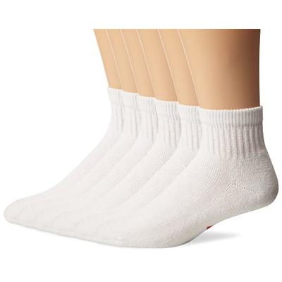 Wigwam Men's Super 60 Quarter 6 Pack Socks, White, Medium/Small