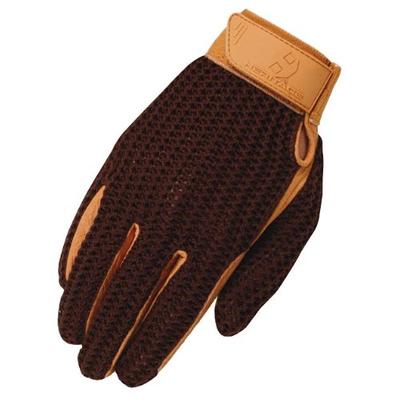 Heritage Crochet Riding Gloves, Size 8, Brown/Tan