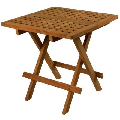 SeaTeak 60030 Square-Grate Top Folding Deck Table, Oiled Finish