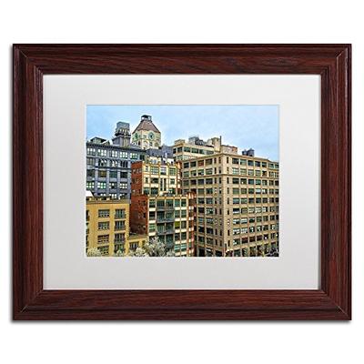 Brooklyn 2 White Matte Artwork by CATeyes, 11 by 14-Inch, Wood Frame