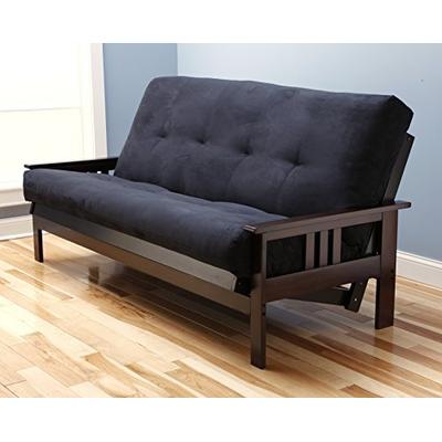 Kodiak Furniture KF Monterey Queen Futon Set in Espresso Finish Suede Black