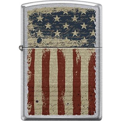 Zippo Aged American Flag Patriotic Worn And Weathered Street Chrome Lighter NEW