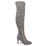 Brinley Co. Womens Regular and Wide Calf Vintage Almond Toe Over-The-Knee Boots Grey, 8 Wide Calf US screenshot. Shoes directory of Clothing & Accessories.