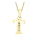 CARISSIMA Gold Women's 9 ct Yellow Gold Cubic Zirconia 8 x 12 mm Initial T Pendant on 9 ct Yellow Gold 0.7 mm Diamond Cut Curb Chain Necklace of Length 46 cm/18 Inch