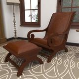 Armchair - Loon Peak® Korey 36" Wide Cowhide Armchair & Ottoman Wood in Brown | 35.75 H x 36.5 W x 24 D in | Wayfair