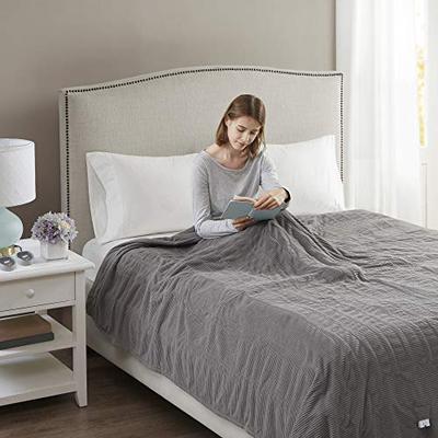 Beautyrest Soft Microfleece Electric Heated Blanket Full Grey