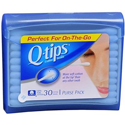 Q-tips Swabs Purse Pack 30 Each (Pack of 6)