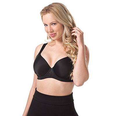 Leading Lady Underwire Balconette Bra (44G, Black with Poseidon Trim)