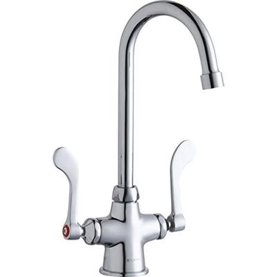 Elkay LK500GN05T4 Deck Mount Faucet with Gooseneck Spout and Wristblade Handles