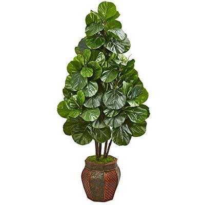 Nearly Natural 9385 5-Ft. Fiddle Leaf Fig Artificial Decorative Planter Silk Trees Green