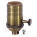 B&P Lamp Heavy Turned Brass Socket with Brass Knob, Antique Brass Finish 3-Way Function, No Uno Thre