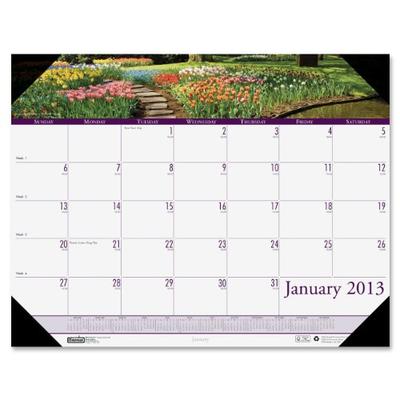 House of Doolittle Monthly Desk Pad Calendar, 2013, January-December, 22" x 17", Gardens Of The Worl