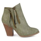 Brinley Co. Womens Faux Leather Stacked Wood Heel Double Zipper Booties Olive, 10 Regular US screenshot. Shoes directory of Clothing & Accessories.