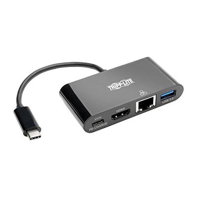Tripp Lite USB C to HDMI Multiport Adapter Converter Docking Station w/ USB-A Hub, Gigabit Ethernet