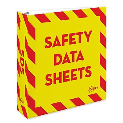 Avery Heavy-Duty Industrial SDS Binder, 2" One-Touch EZD Rings, 540-Sheet Capacity, Yellow/Red Borde