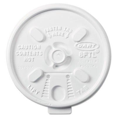DCC 8FTL Lift n` Lock Plastic Hot Cup Lids, 6-10oz Cups, White, 1000/Carton