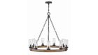 Hinkley 29208SQ Transitional Nine Light Outdoor Chandelier from Sawyer collection in Bronze/Darkfini