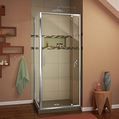 DreamLine Flex 34 1/2 in. D x 32-36 in. W x 72 in. H Semi-Frameless Pivot Shower Door in Chrome, SHD