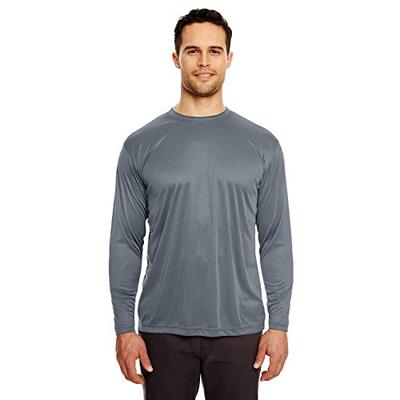 UltraClub Cool & Dry Sport Long-Sleeve Perf Interlock Tee (8422) -CHARCOAL -3XL