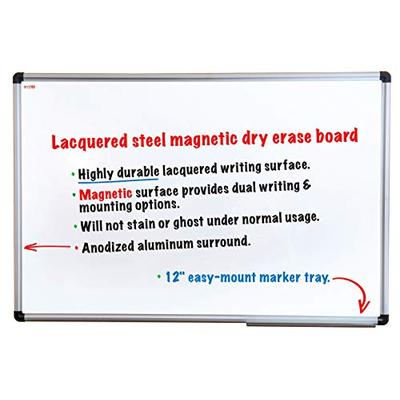 Viztex, Premium Lacquered Steel Magnetic Dry Erase Board with Aluminium Frame, Size 24" x 36" (FCVLM