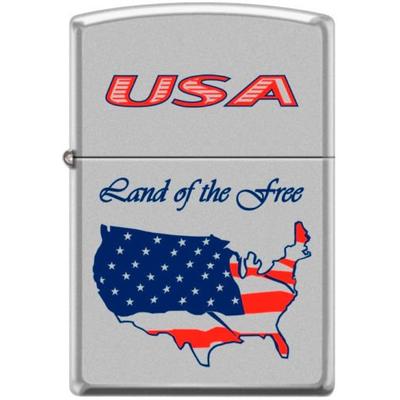 Zippo USA Flag Map LogoLand Of The Free Lighter Chrome RARE
