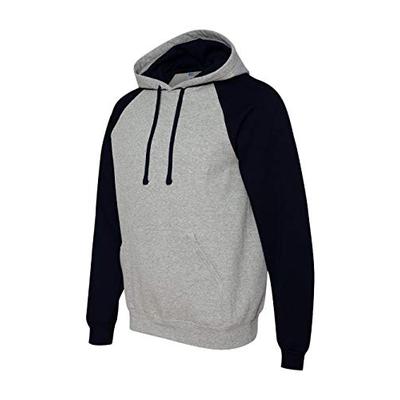 Jerzees mens 8 oz. 50/50 NuBlend Colorblock Raglan Pullover Hood(96CR)-OXFORD/BLACK-M