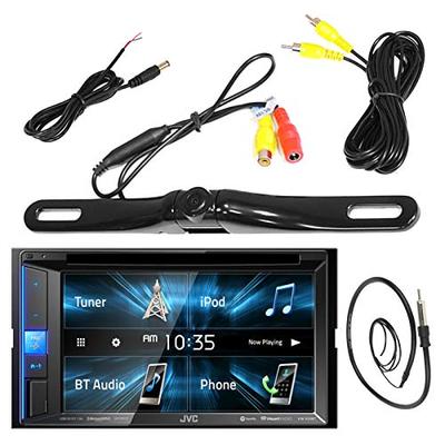 JVC 6.2" Inch Touch Screen Car CD DVD USB Bluetooth Stereo Receiver Bundle Combo with License Plate